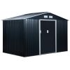 9' x 6' Metal Storage Shed - Dark Gray, Garden Tool House, 2 Sliding Doors, 4 Air Vents, Ideal for Backyard, Patio & Lawn | Shop
