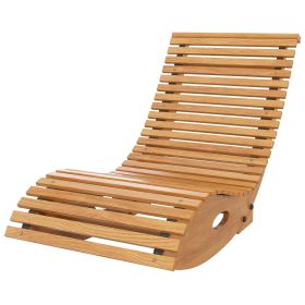 Outdoor Rocking Chair w/ Slatted Seat Wooden 51.25" x 23.5" x 23.5" Teak for Relaxing Outdoors
