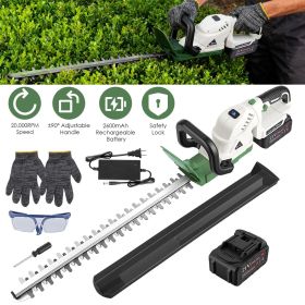 20'' Cordless Hedge Trimmer 21V Handheld Bush Trimmer Electric Grass Shrub Trimmer with Dual-Action Blades 0.6" Cutting Diameter Safety Lock ±90°