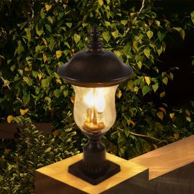 21"(H) Vintage Outdoor Lamp Post Light, Waterproof Garden Patio Lantern with Clear Glass Shade, Classic Bronze Finish, Ideal for Yard, Porch, Wal