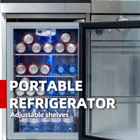 44-Inch 6-Burner 85000 BTU Deluxe Stainless Steel Gas Outdoor Kitchen Bar Barbecue Island Grill + Wine Cooler Compact Refrigerator + Rotisserie +