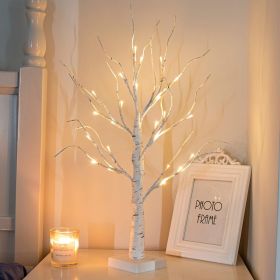 Artificial Tree for Christmas Decorations, 2FT Birch Tree with LED Lights