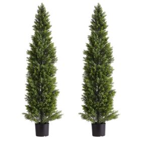 VEVOR Artificial Topiary Cedar Trees, 60 inch 2 Set Faux Pine Shrubs Plants, Fake Silk Tree Look Real