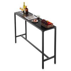 VEVOR Outdoor Bar Table, 55 x 15 in Patio Bar Table, Waterproof Top & Sturdy Metal Frame, Rectangle Counter Height Dining Tables