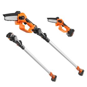 VEVOR 2-in-1 Cordless Pole Saw & Mini Chainsaw, 20V 2Ah Battery Pole Chainsaw