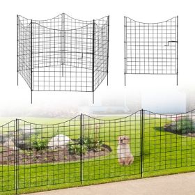 5 Panels Metal Decorative Garden Fence, No Dig Animal Dog Barrier, Garden Temporary Border Fencing for Yard Patio Outdoor