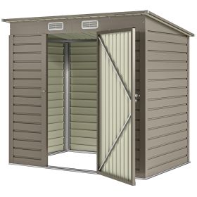 6 x 4FT Galvanized Garden Storage Shed, Metal Outdoor Shed with Double Doors and 2 Vents, Light Grey