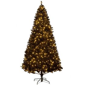 7.5 FT Tall PreLit Artificial Christmas Tree with Realistic Branches, 500 Warm White LED Lights and 1346 Tips, Black (Option: Black-1220x360x380 mm)