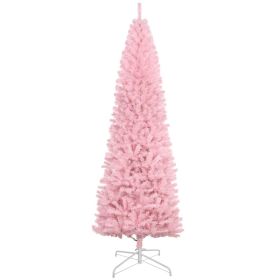 8' Artificial Christmas Tree Douglas Fir Pencil Christmas Tree with 1168 Realistic Branch Tips, Pink (Option: Pink-1100x240x260 mm)