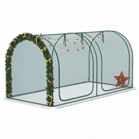 8' x 4' Crop Cage, Plant Protection Tent with Two Zippered Doors, Storage Bag and 4 Ground Stakes, for Garden, Yard, Lawn, Green (Option: Green-870x270x130 mm)