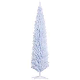 8ft Unlit Pencil Artificial Christmas Tree with Realistic Branches and 618 Tips, Plastic Base, White (Option: White-900x200x220 mm)