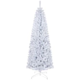 6 FT Artificial Christmas Tree Pencil Xmas Tree with Stand, 618 Tips, Holiday Home Indoor Decoration for Party, White (Option: White-820x250x270 mm)