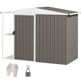 8 X 4ft Outdoor Garden Shed, Metal Shed With Air Vents And Lock For Backyard, Garden, Patio, Warm Gray (Option: Gray)