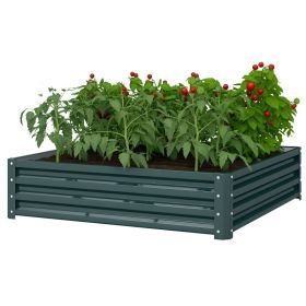 Galvanized Raised Garden Bed, 4' x 4' x 1' Metal Planter Box, for Growing Vegetables, Flowers, Herbs, Succulents, Green (Option: Green-1260x345x50 mm)