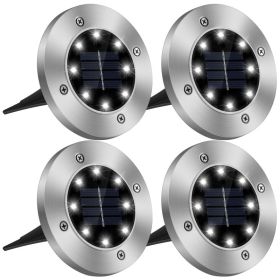 4Pcs Solar Powered Ground Light Outdoor IP65 Waterproof Buried In-Ground Lamp Decorative Path Deck Lawn Patio Lamp (Option: 4Pc)