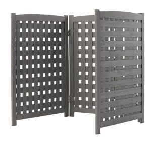 3-Panel Outdoor Air Conditioner Fence Screen, Outside Wood Privacy Fence, 32" W x 38" H (Color: as Pic)