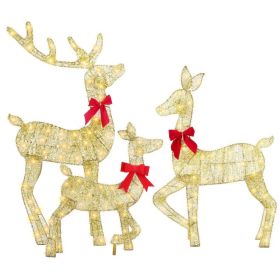3Pcs In 1 Set 2D Lighted Christmas Deer Family Set Indoor Outdoor Light Up Reindeer Decorations Lighted Buck Doe Fawn Display With 8 Lighting Mod (Option: 1set)