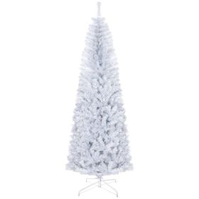 7 FT Artificial Christmas Tree Pencil Xmas Tree with Stand, 818 Tips, Holiday Home Indoor Decoration for Party, White (Option: White-980x270x290 mm)