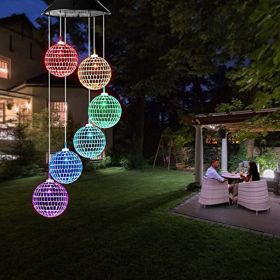 1pc Solar Wind Chimes Mobile Hanging LED Light Color Changing Wind Chime Birthday Gift For Mom Mother Laddies And Garden Patio Yard Decoration Ba (Option: Ball)